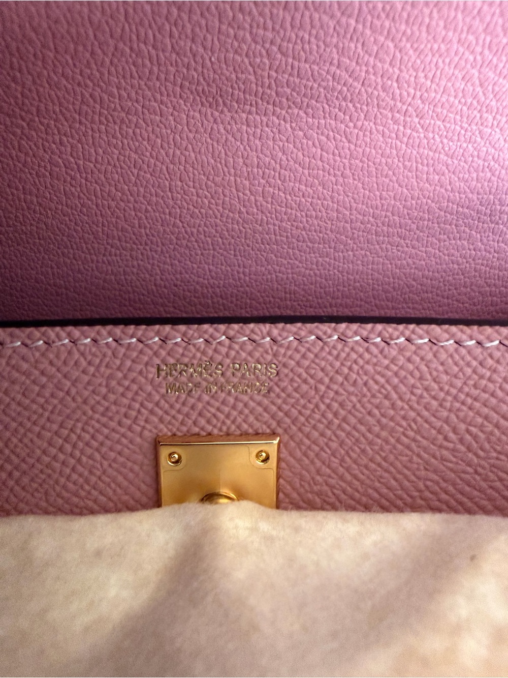 Mini Kelly II 20 GHW pink rose Epsom sellier contrast stitching - Picture 8 of 9